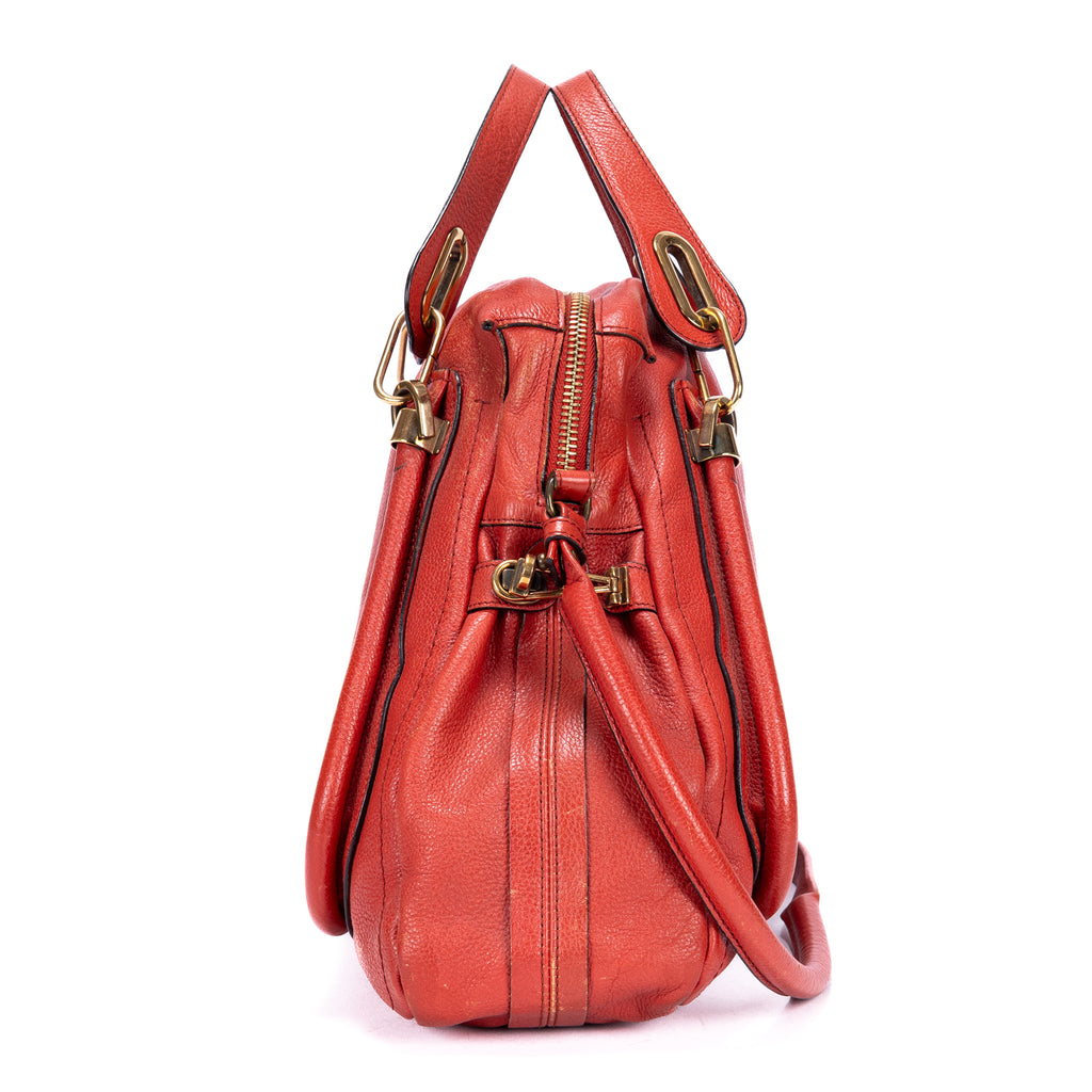 Shoulder Bag Large Paraty Large Red Grained Calfskin Leather