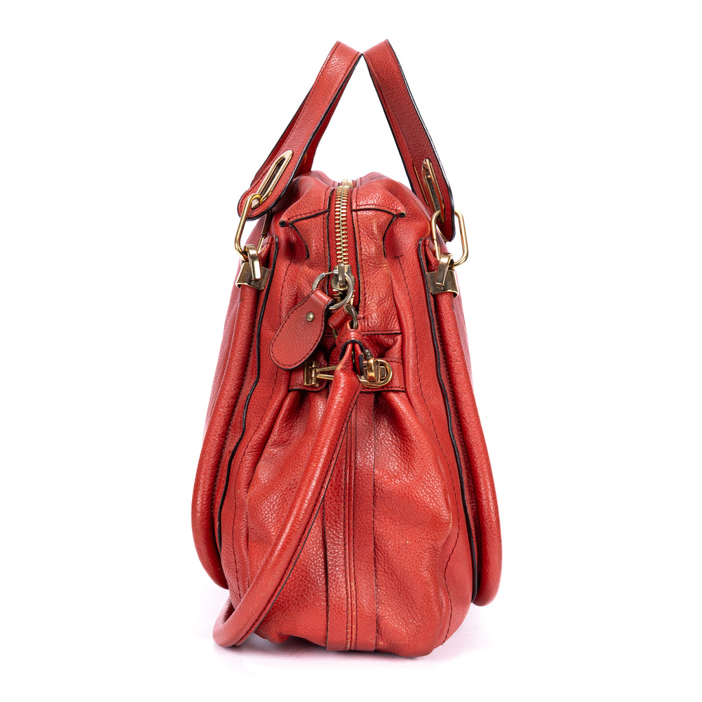 Shoulder Bag Large Paraty Large Red Grained Calfskin Leather
