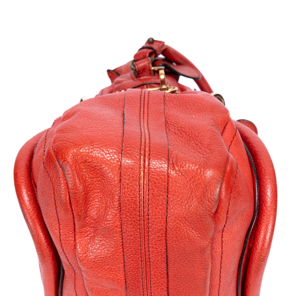 Shoulder Bag Large Paraty Large Red Grained Calfskin Leather
