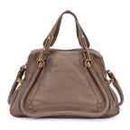 Shoulder Bag Medium Paraty Medium Brown Grained Calfskin Leather