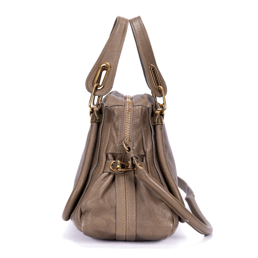 Shoulder Bag Medium Paraty Medium Brown Grained Calfskin Leather