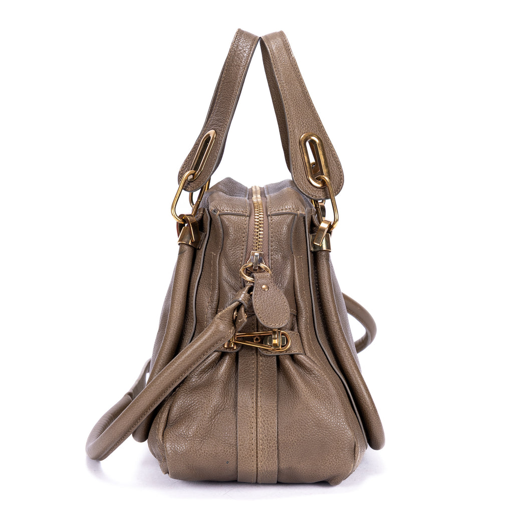 Shoulder Bag Medium Paraty Medium Brown Grained Calfskin Leather