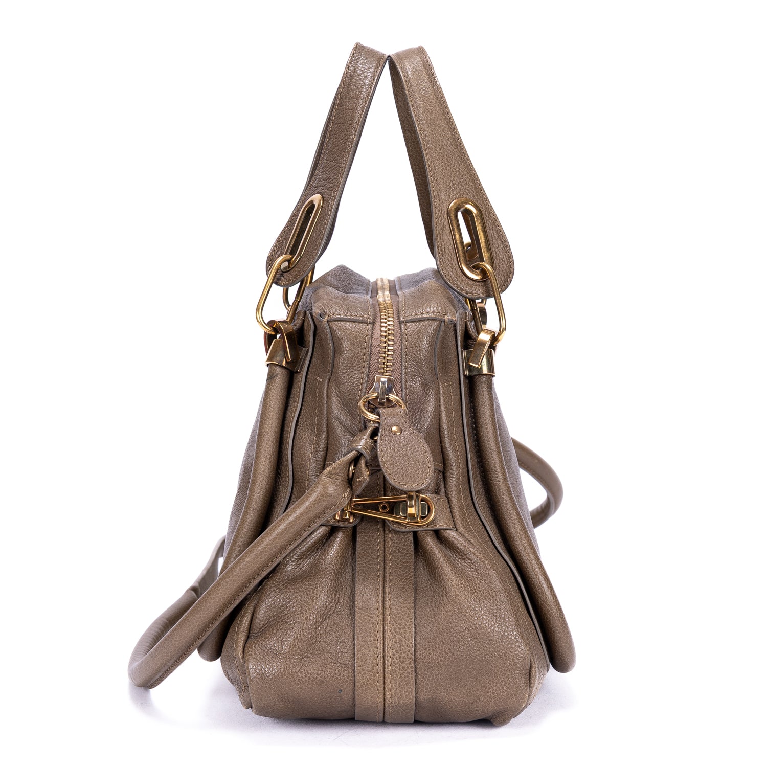 Shoulder Bag Medium Paraty Medium Brown Grained Calfskin Leather