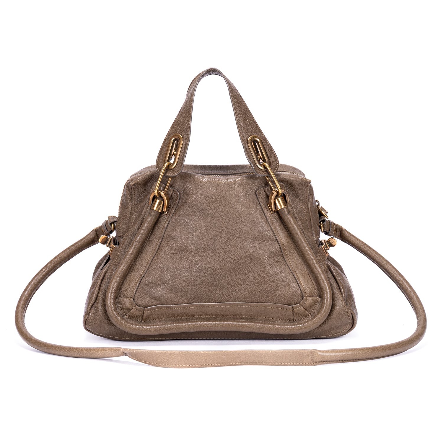 Shoulder Bag Medium Paraty Medium Brown Grained Calfskin Leather