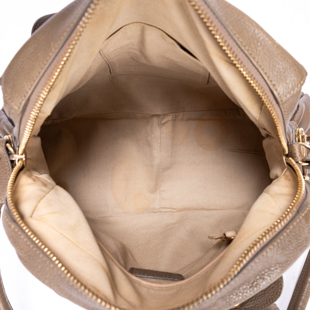 Shoulder Bag Medium Paraty Medium Brown Grained Calfskin Leather