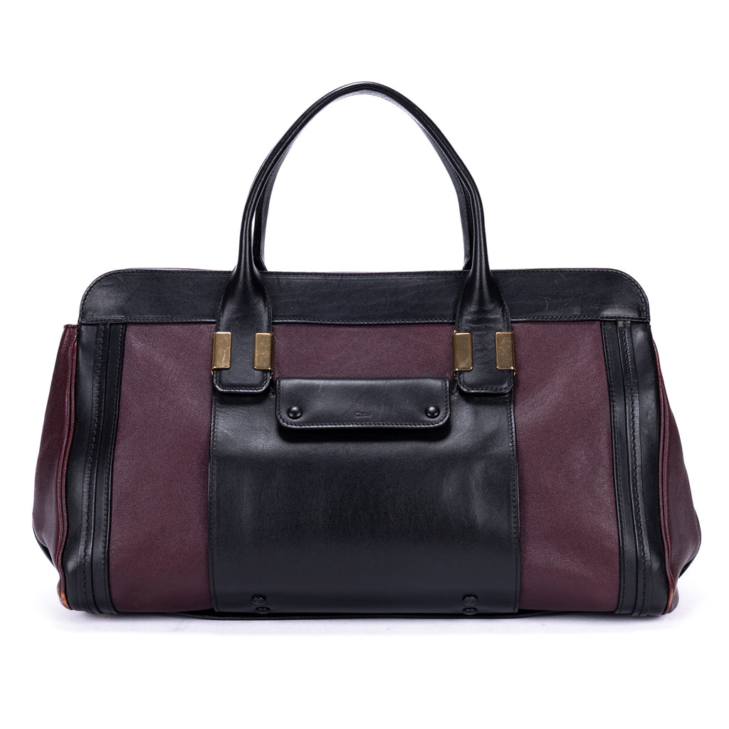 Handbag Ellis Boston Burgundy Smooth Calfskin Leather