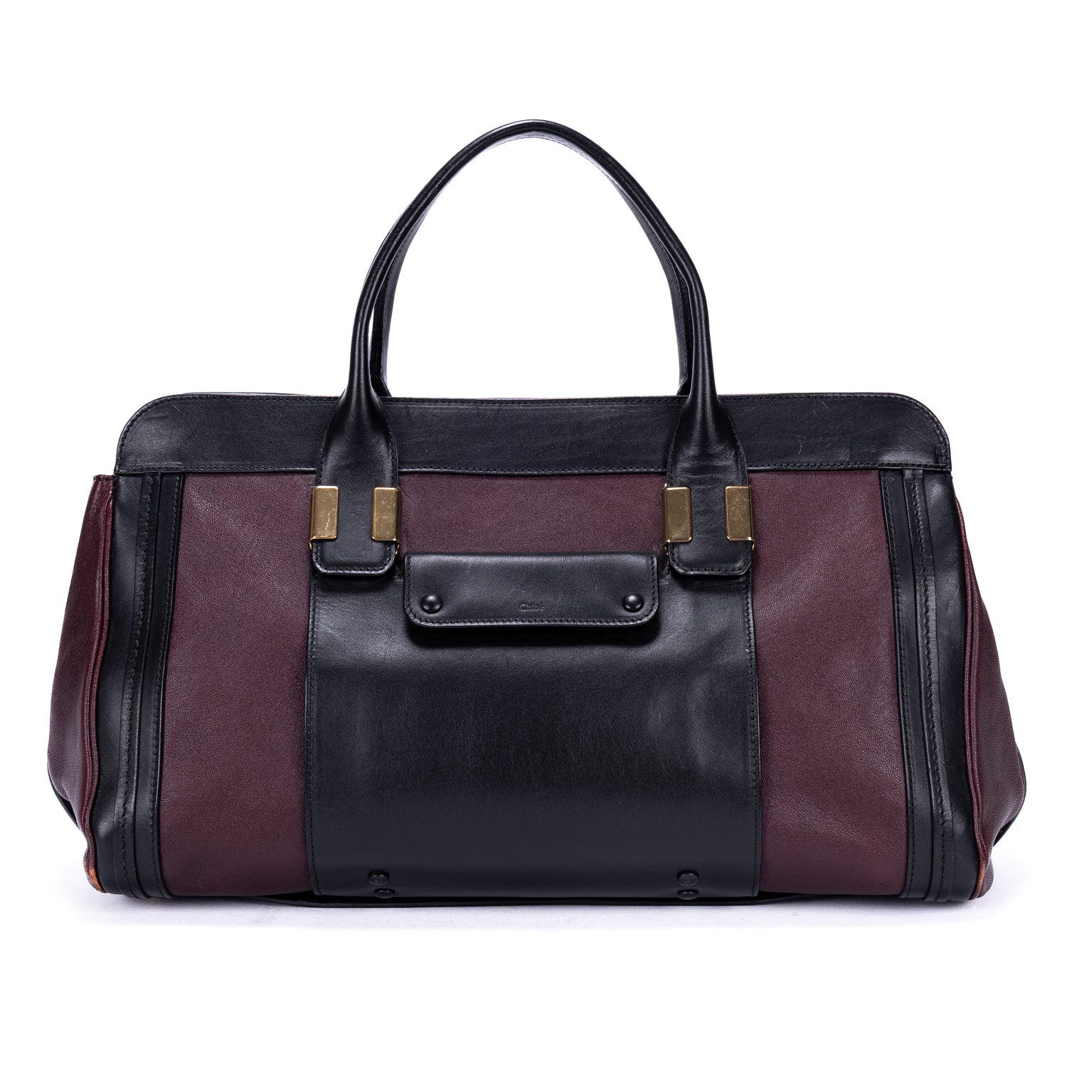 Handbag Ellis Boston Burgundy Smooth Calfskin Leather