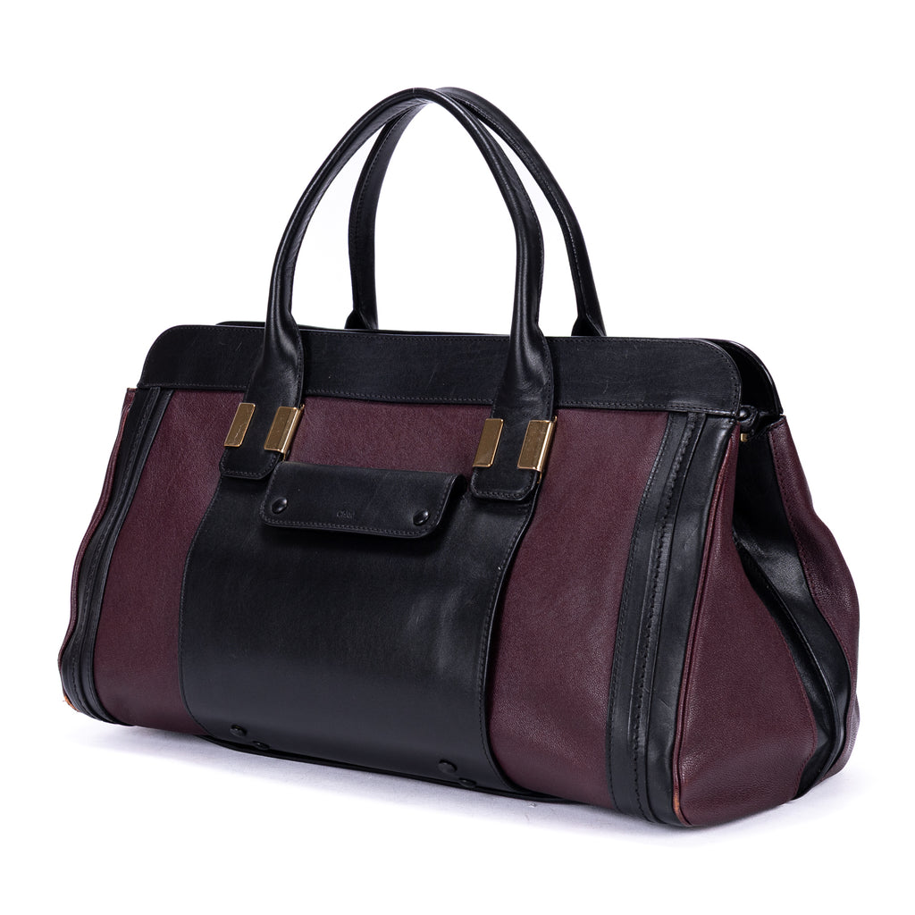 Handbag Ellis Boston Burgundy Smooth Calfskin Leather