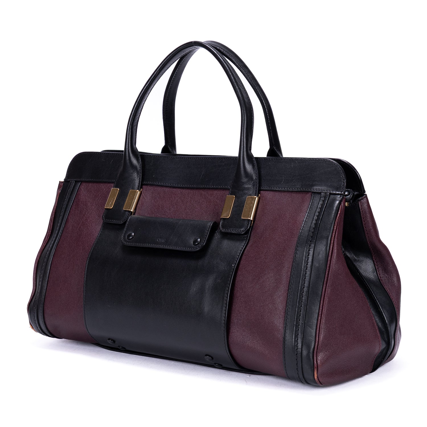 Handbag Ellis Boston Burgundy Smooth Calfskin Leather