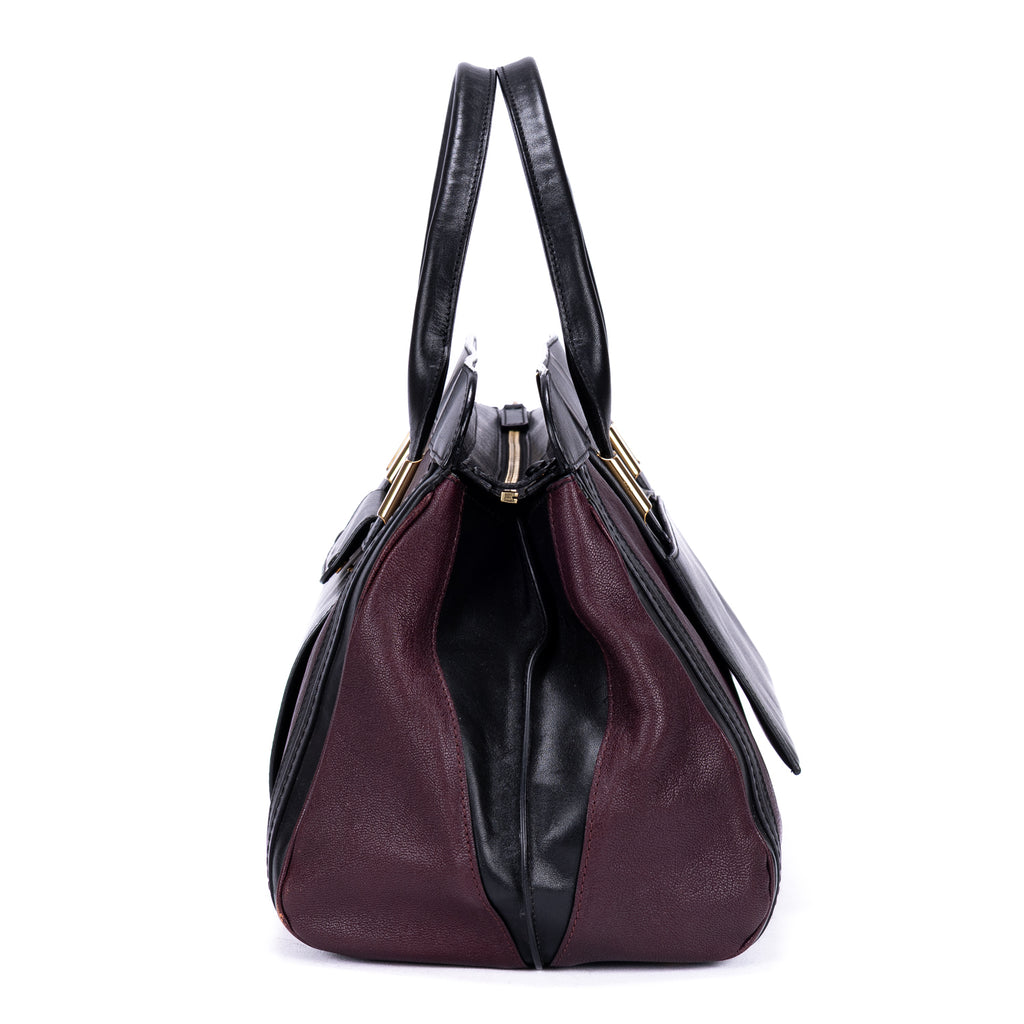 Handbag Ellis Boston Burgundy Smooth Calfskin Leather