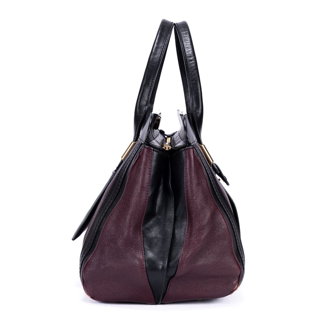 Handbag Ellis Boston Burgundy Smooth Calfskin Leather