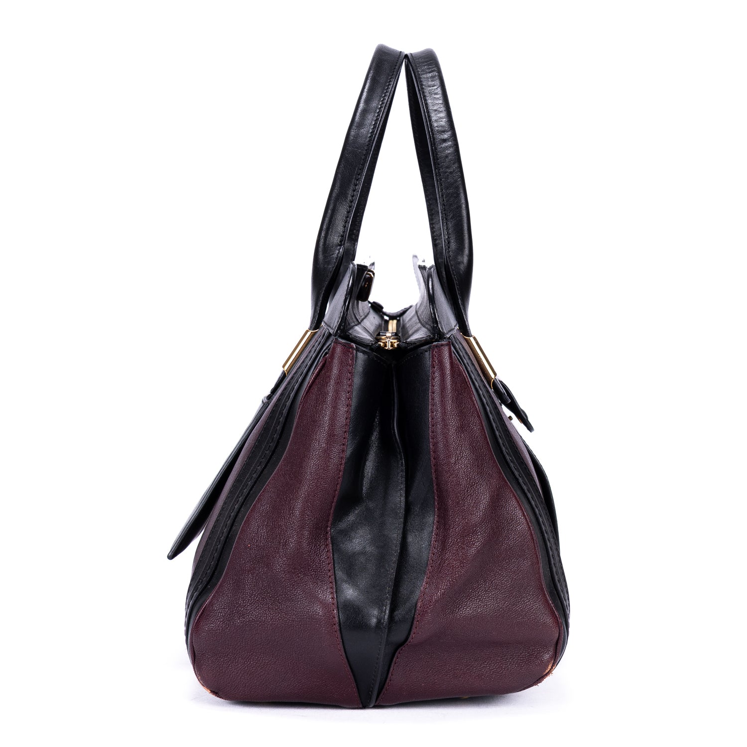 Handbag Ellis Boston Burgundy Smooth Calfskin Leather