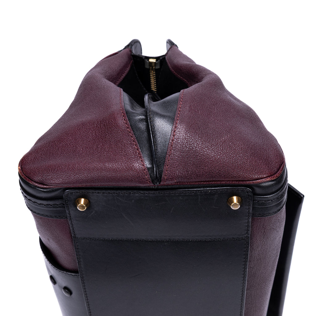 Handbag Ellis Boston Burgundy Smooth Calfskin Leather