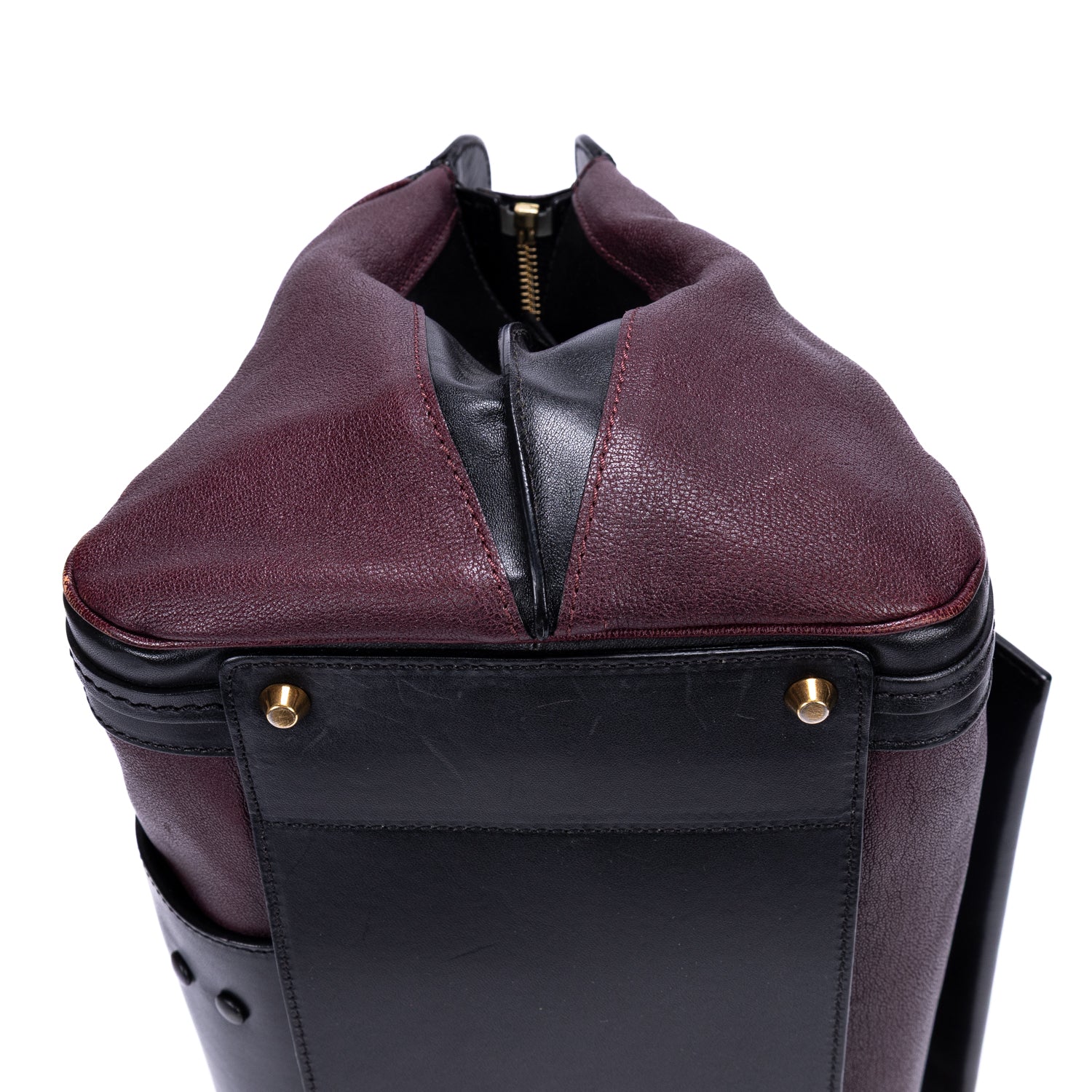 Handbag Ellis Boston Burgundy Smooth Calfskin Leather
