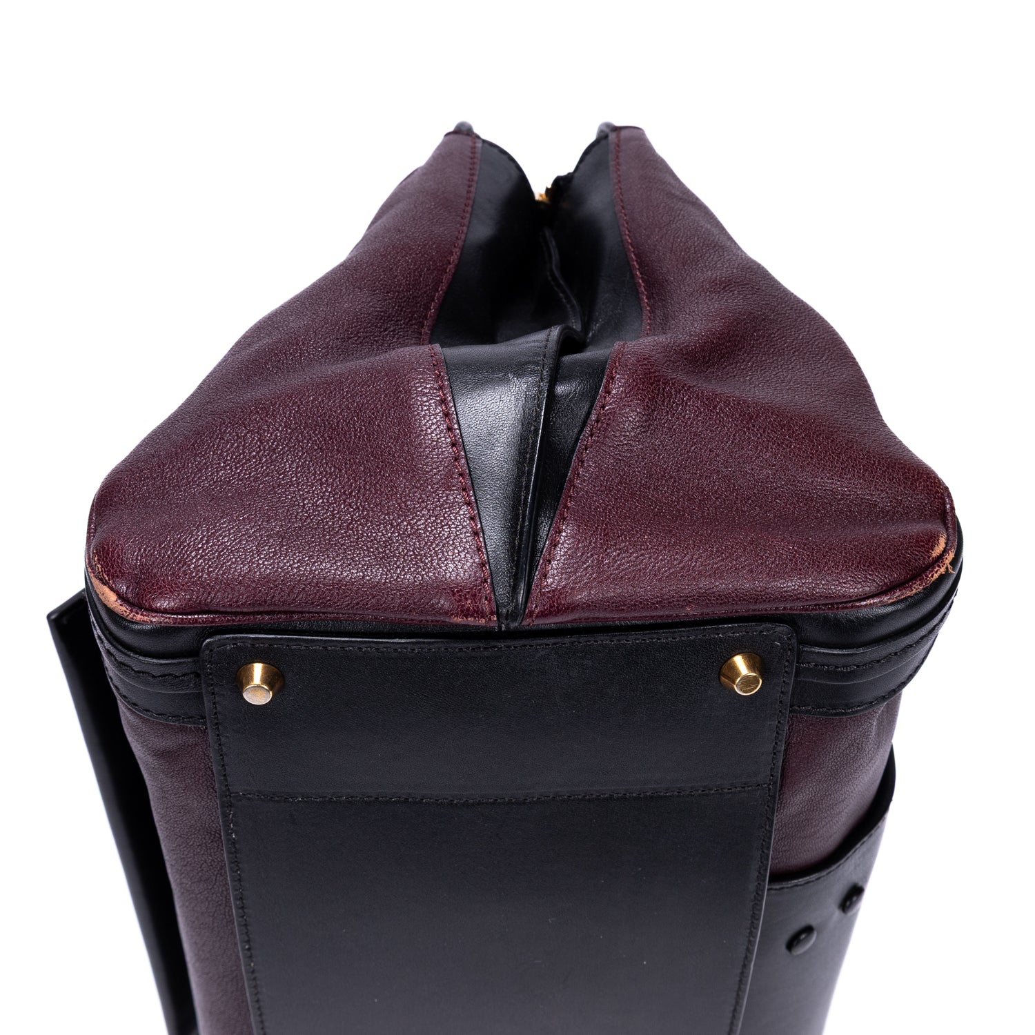 Handbag Ellis Boston Burgundy Smooth Calfskin Leather