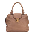 Shoulder Bag Elsie Satchel Beige Grained Calfskin Leather