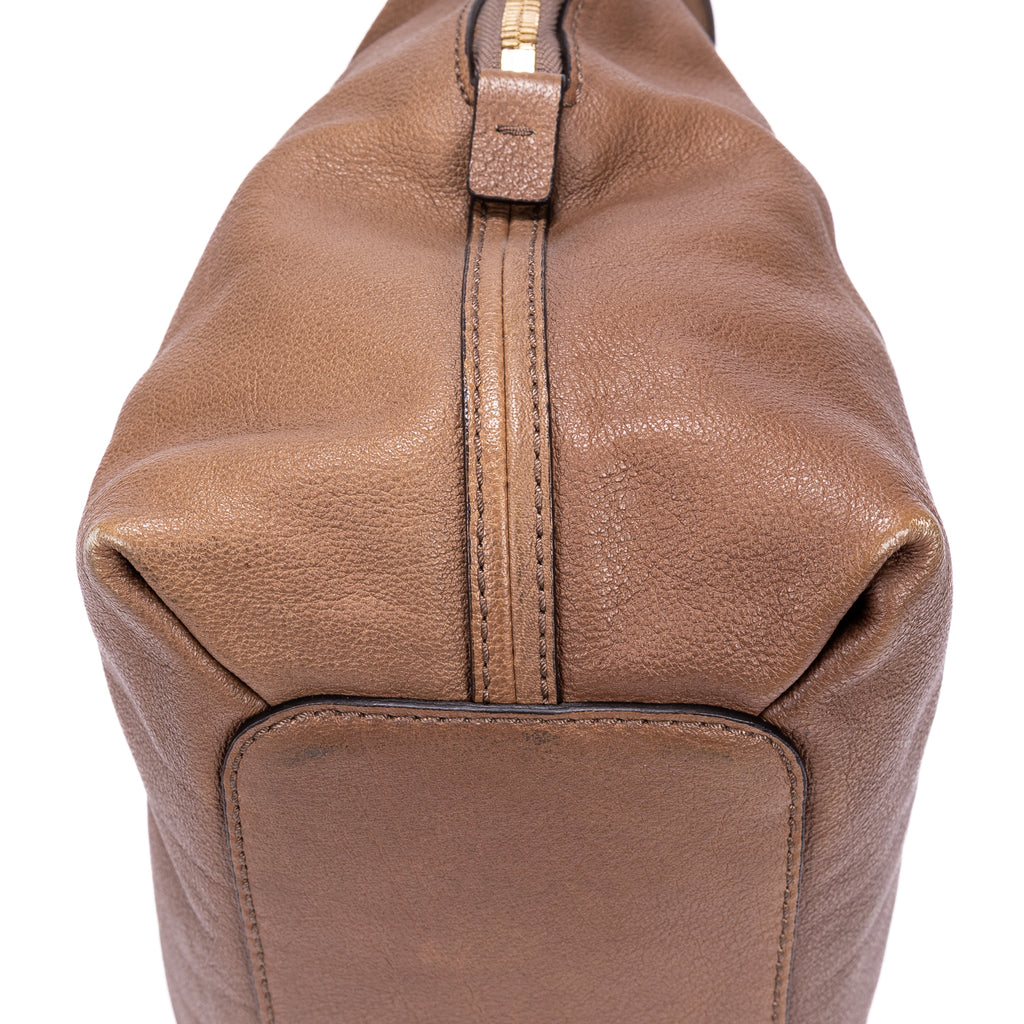 Shoulder Bag Elsie Satchel Beige Grained Calfskin Leather