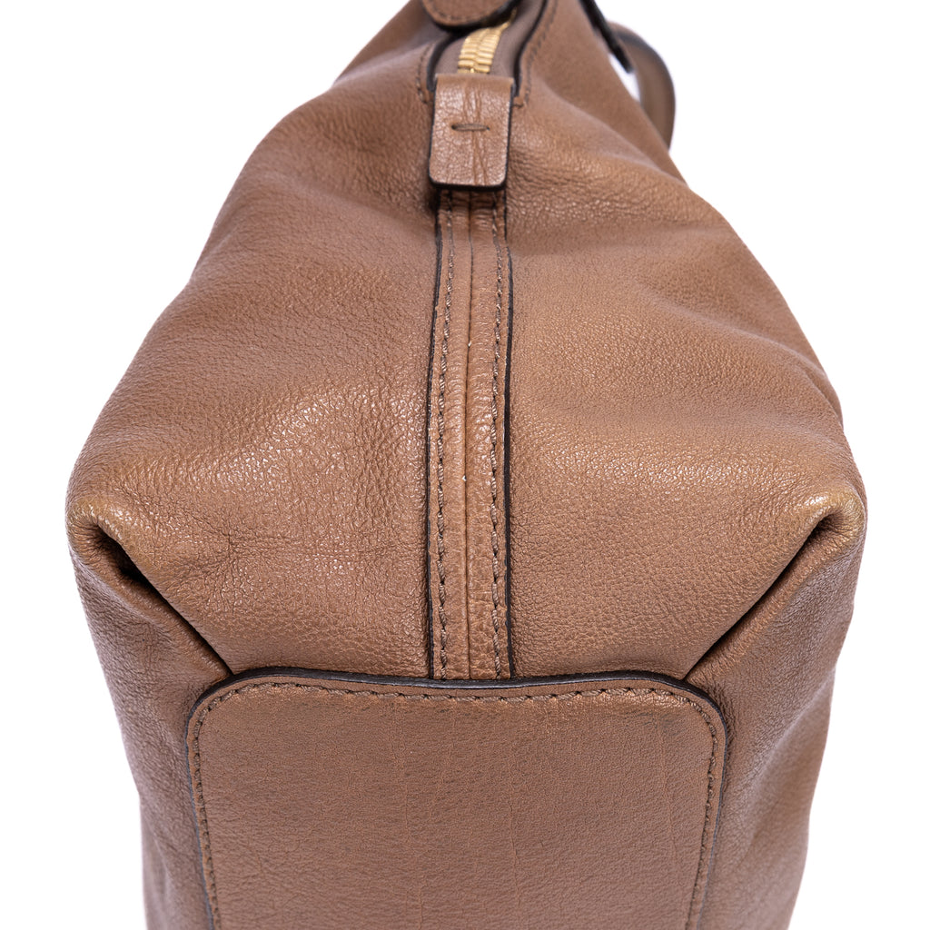 Shoulder Bag Elsie Satchel Beige Grained Calfskin Leather
