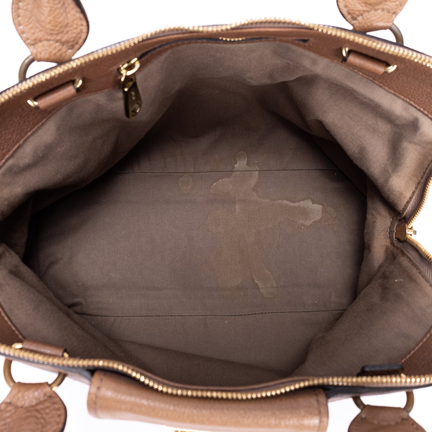Shoulder Bag Elsie Satchel Beige Grained Calfskin Leather