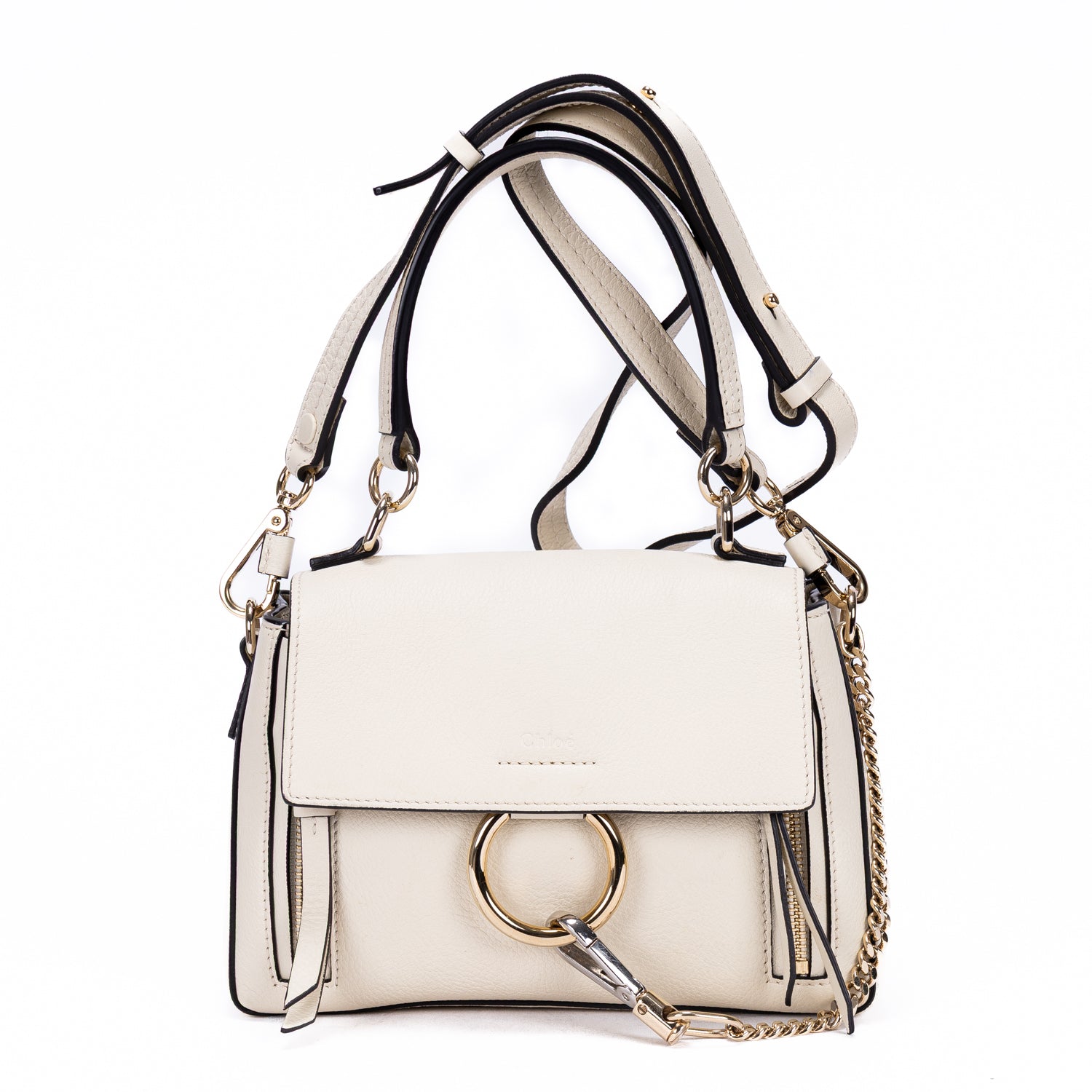 Bolso de hombro Faye Mochila Mini Piel de becerro beige