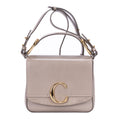 Sac porté épaule Mini C Crossbody Mini en cuir de veau lisse taupe