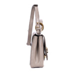 Sac porté épaule Mini C Crossbody Mini en cuir de veau lisse taupe