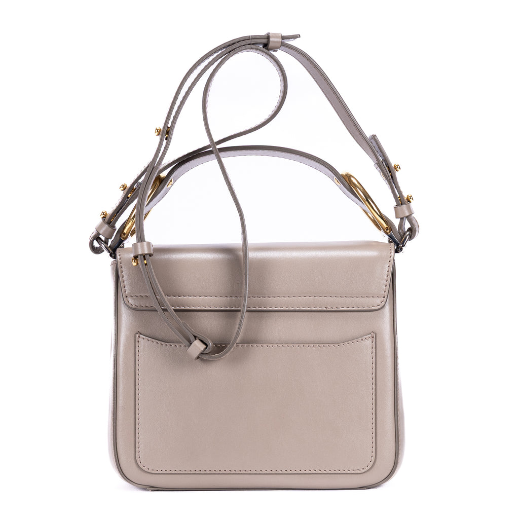 Sac porté épaule Mini C Crossbody Mini en cuir de veau lisse taupe