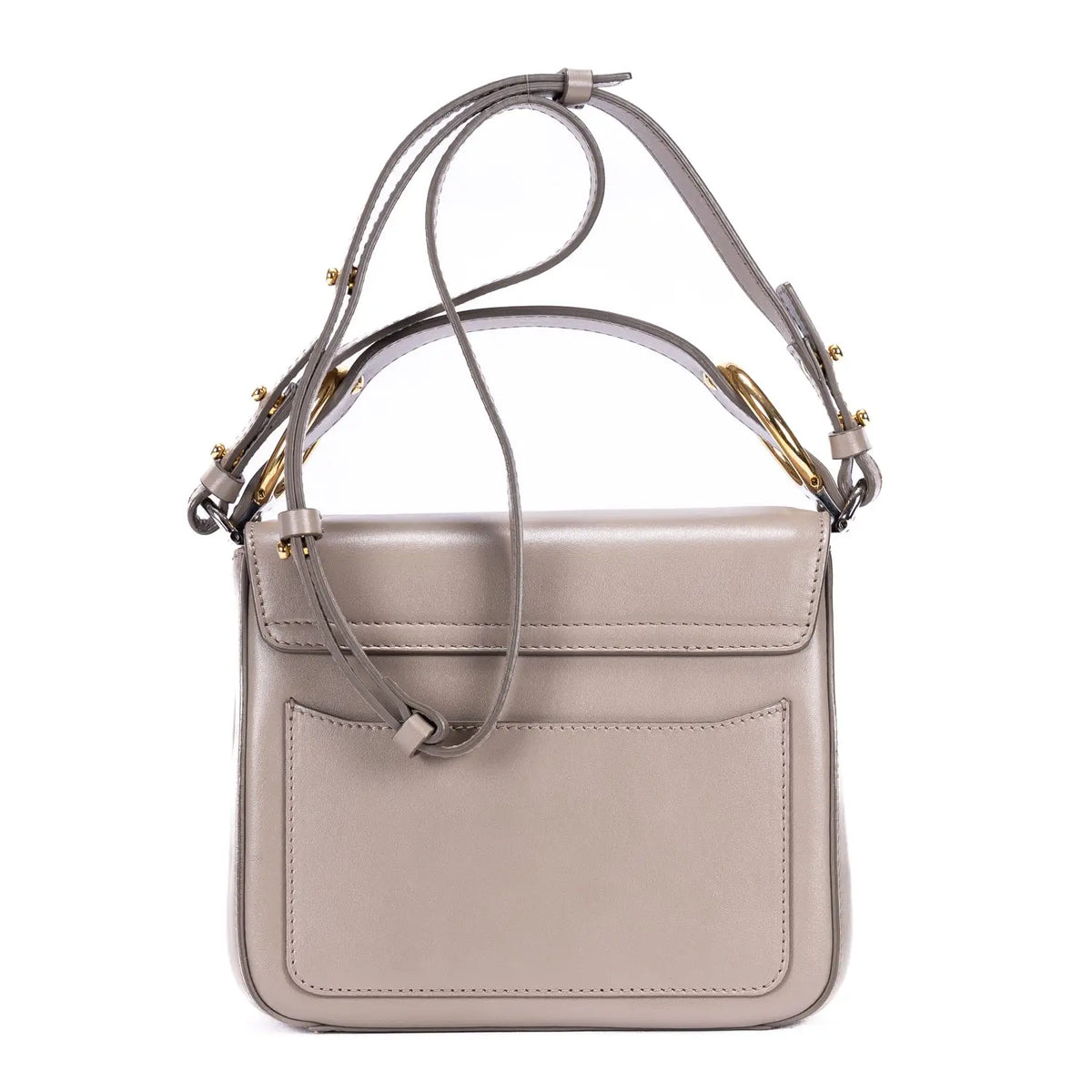 Sac porté épaule Mini C Crossbody Mini en cuir de veau lisse taupe