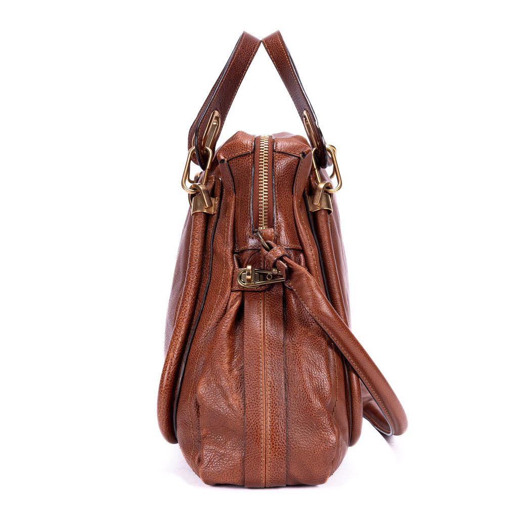 Shoulder Bag Large Paraty Large Brown Grained Calfskin Leather