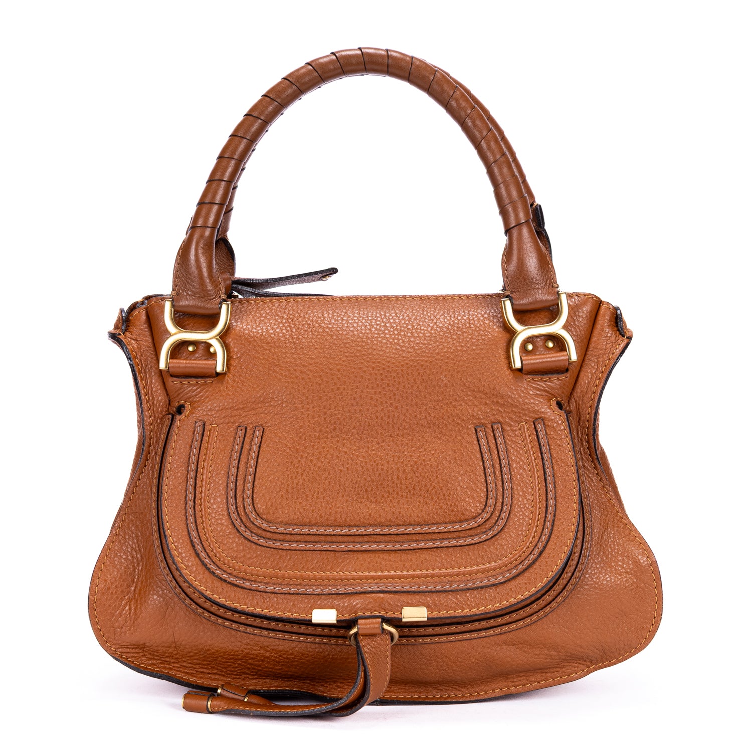 Shoulder Bag Medium Marcie Medium Tan Pebbled Calfskin Leather