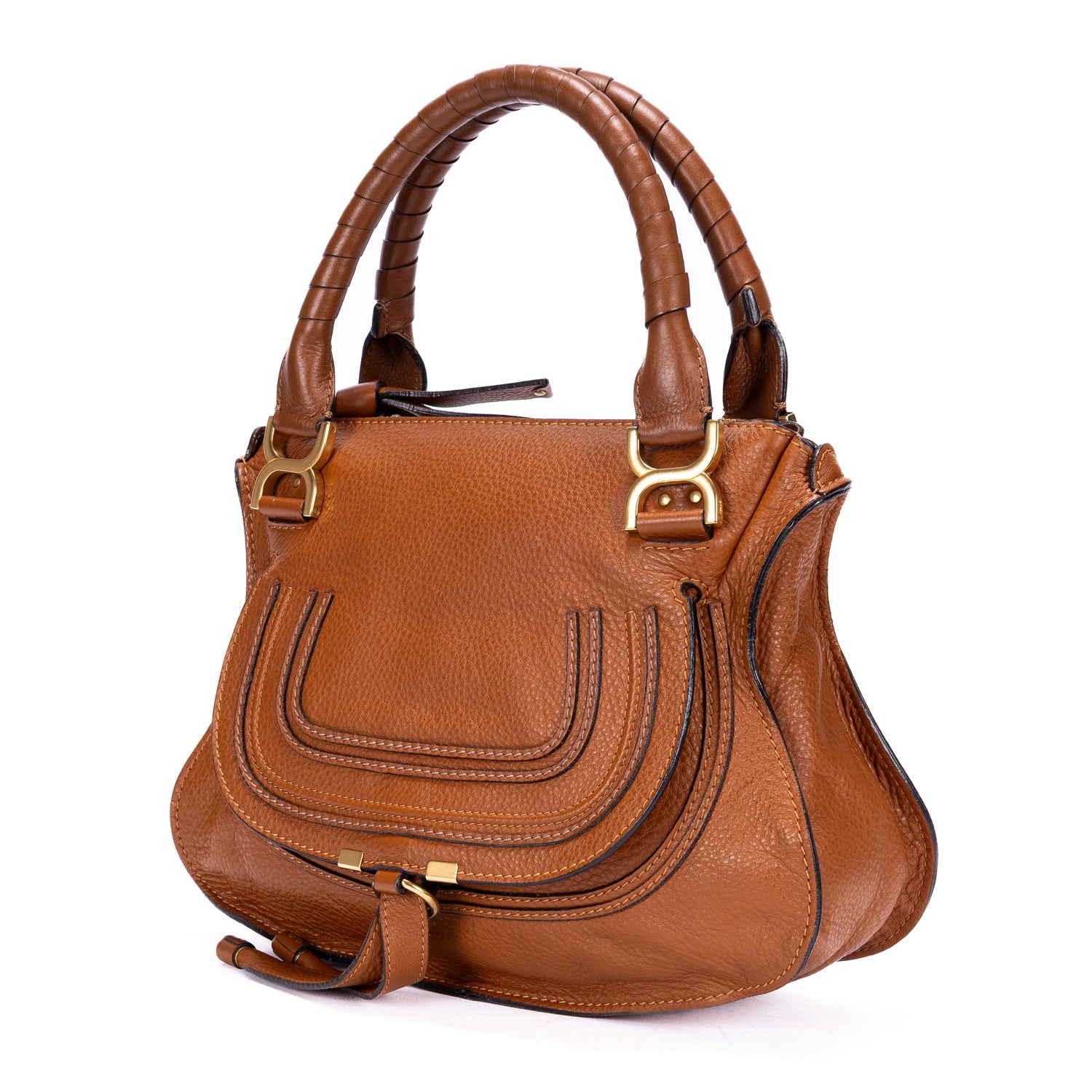 Shoulder Bag Medium Marcie Medium Tan Pebbled Calfskin Leather