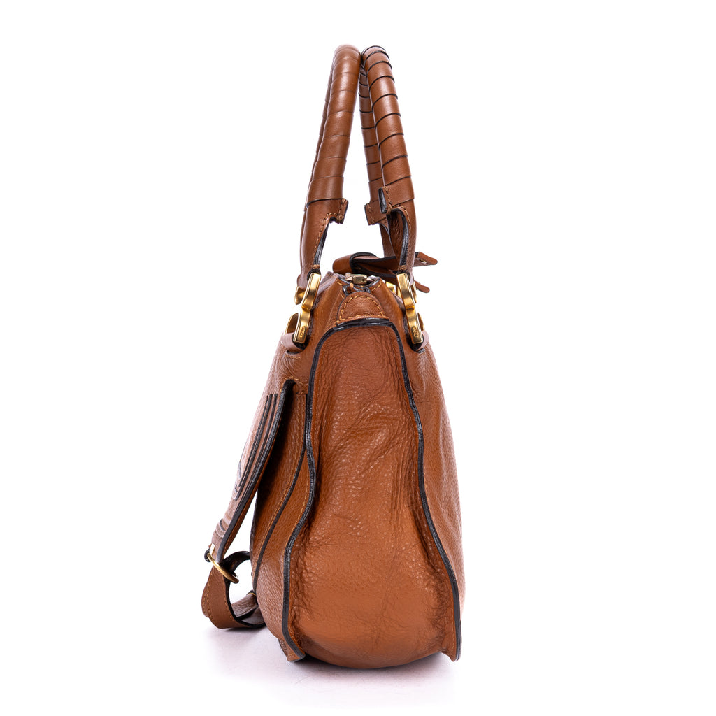 Shoulder Bag Medium Marcie Medium Tan Pebbled Calfskin Leather