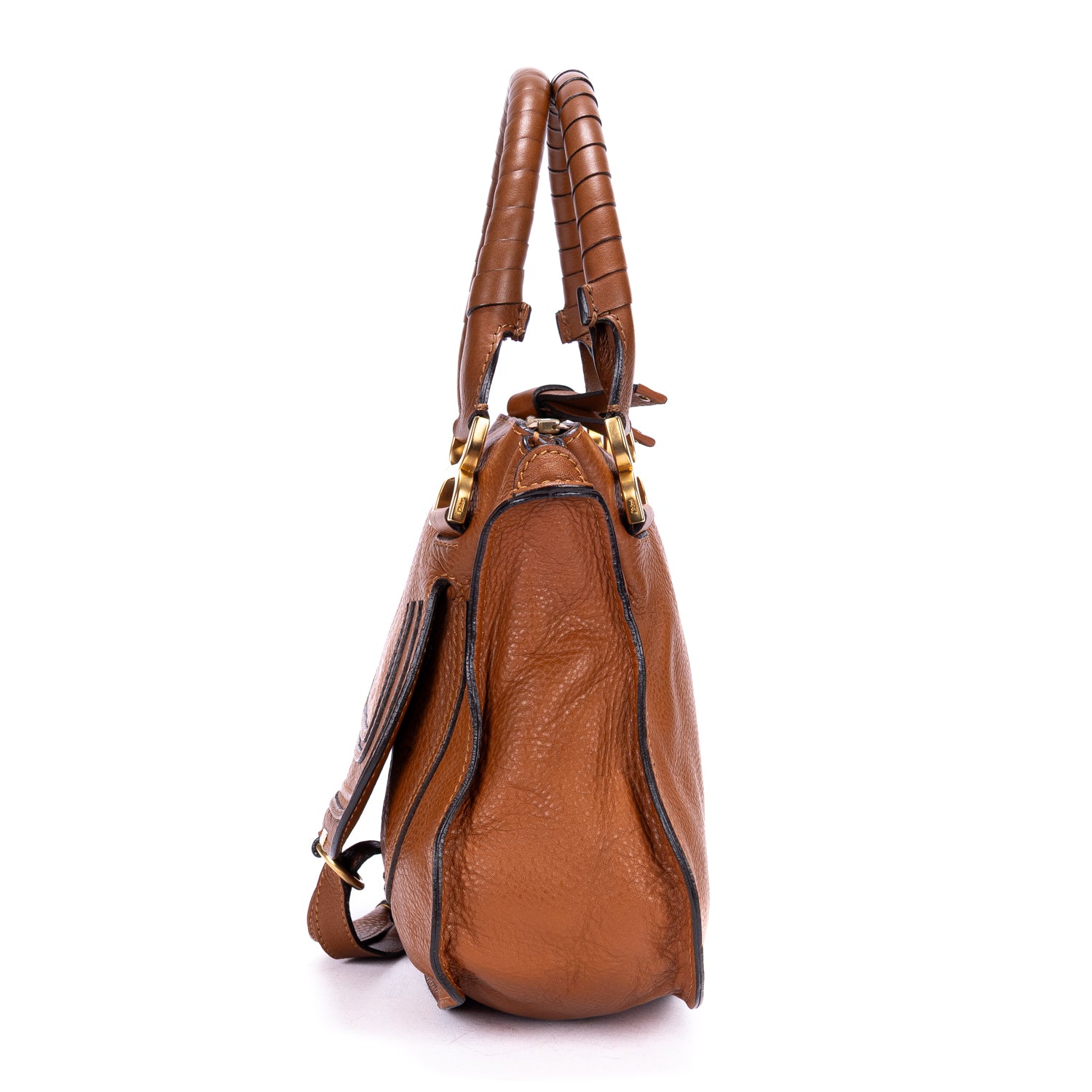 Shoulder Bag Medium Marcie Medium Tan Pebbled Calfskin Leather