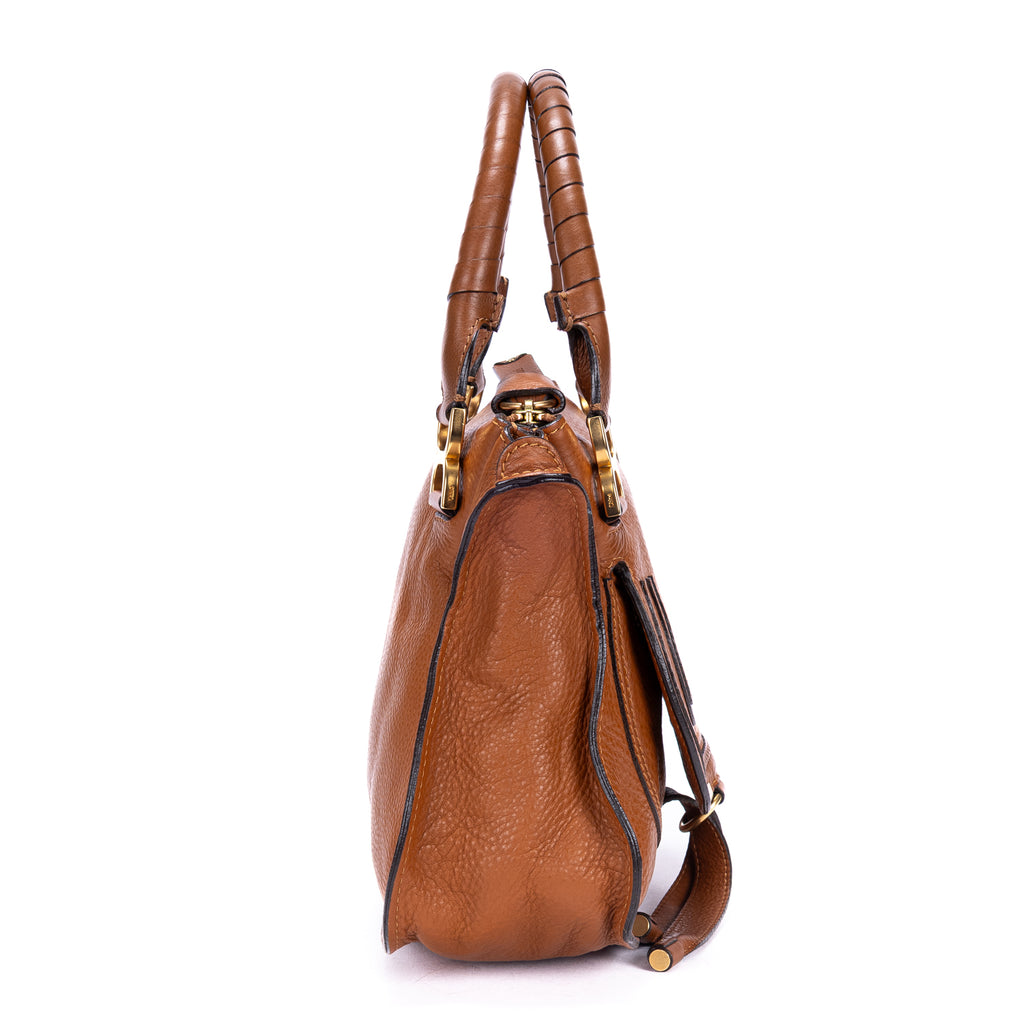 Shoulder Bag Medium Marcie Medium Tan Pebbled Calfskin Leather