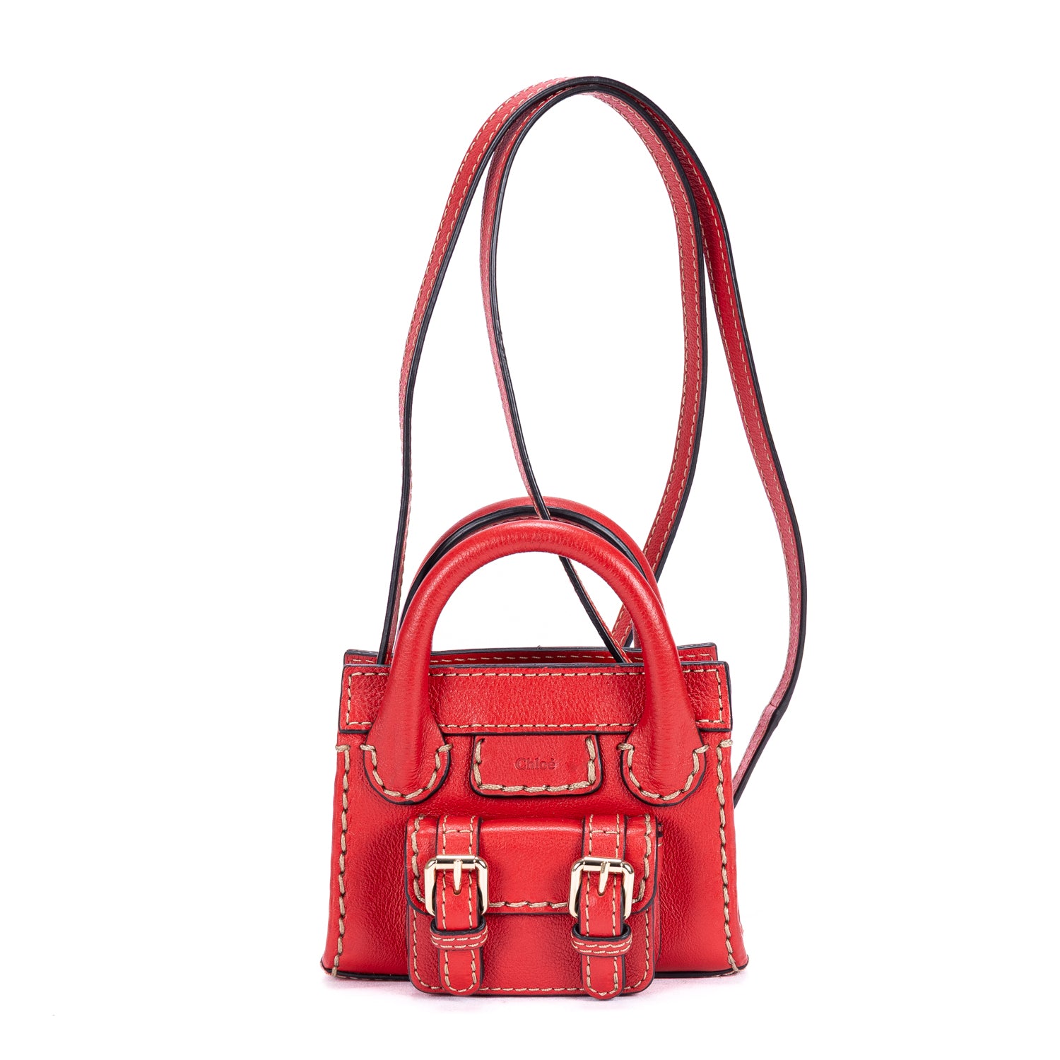 Bandolera Edith Nano Piel de becerro roja
