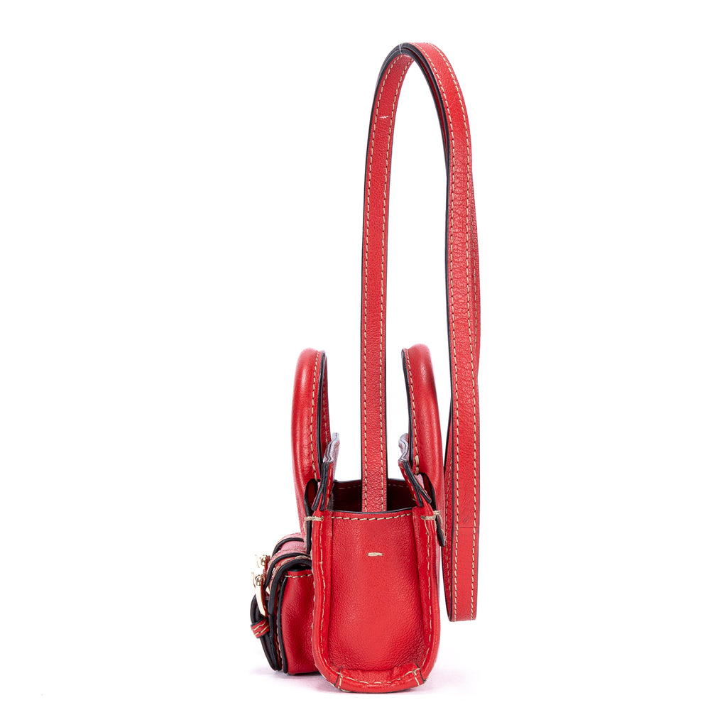 Bandolera Edith Nano Piel de becerro roja
