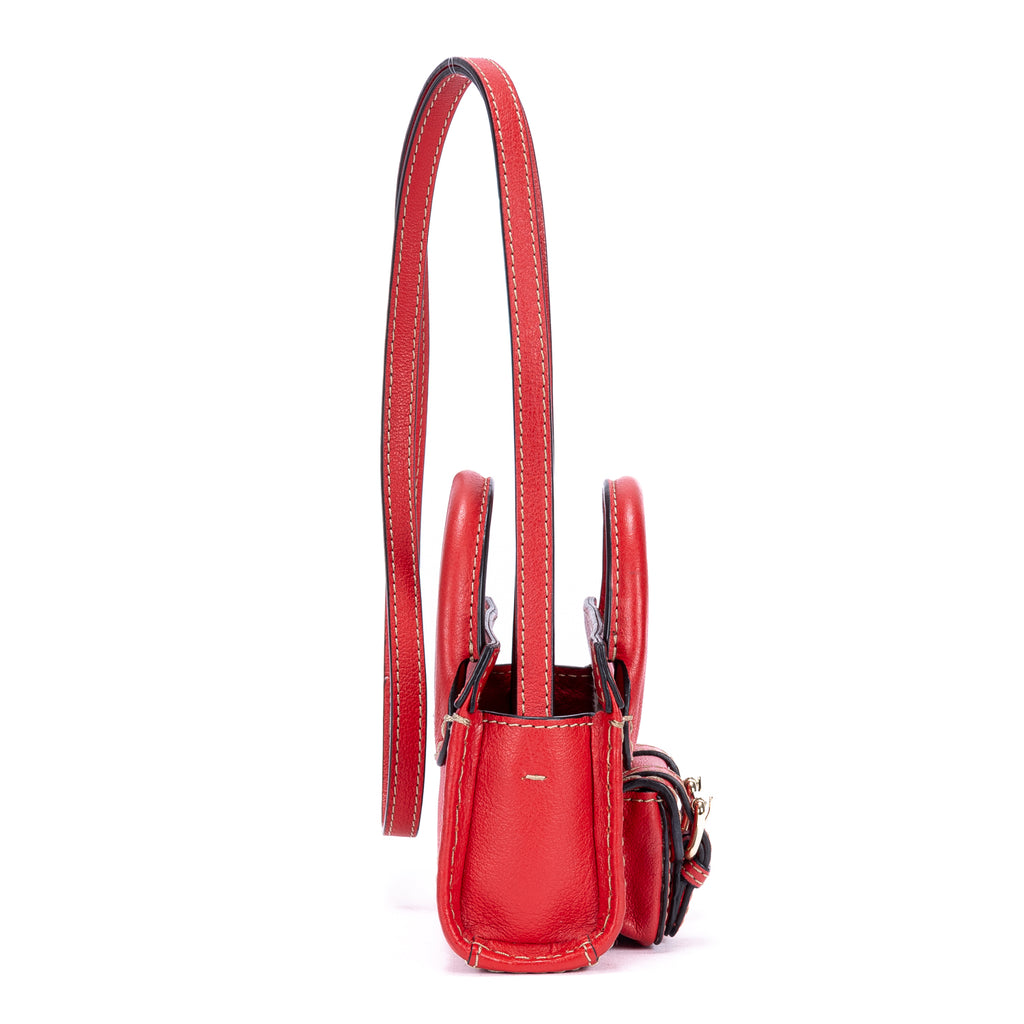 Bandolera Edith Nano Piel de becerro roja