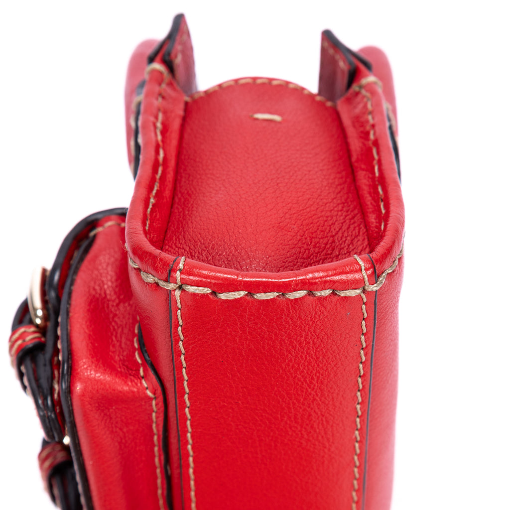 Bandolera Edith Nano Piel de becerro roja