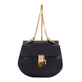 Sac bandoulière petit Drew en cuir de veau grainé noir