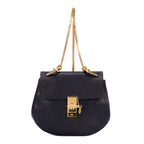 Sac bandoulière petit Drew en cuir de veau grainé noir