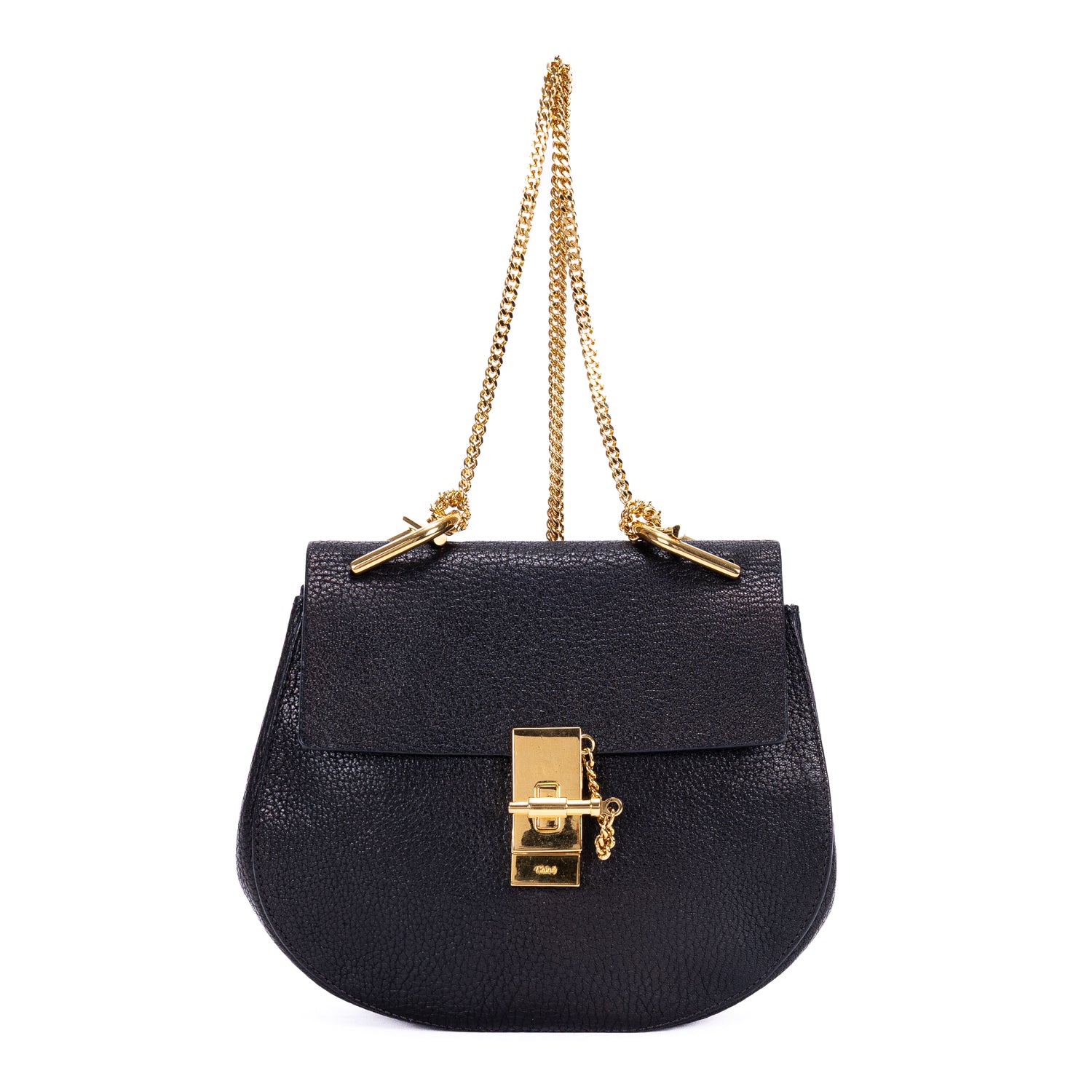 Sac bandoulière petit Drew en cuir de veau grainé noir