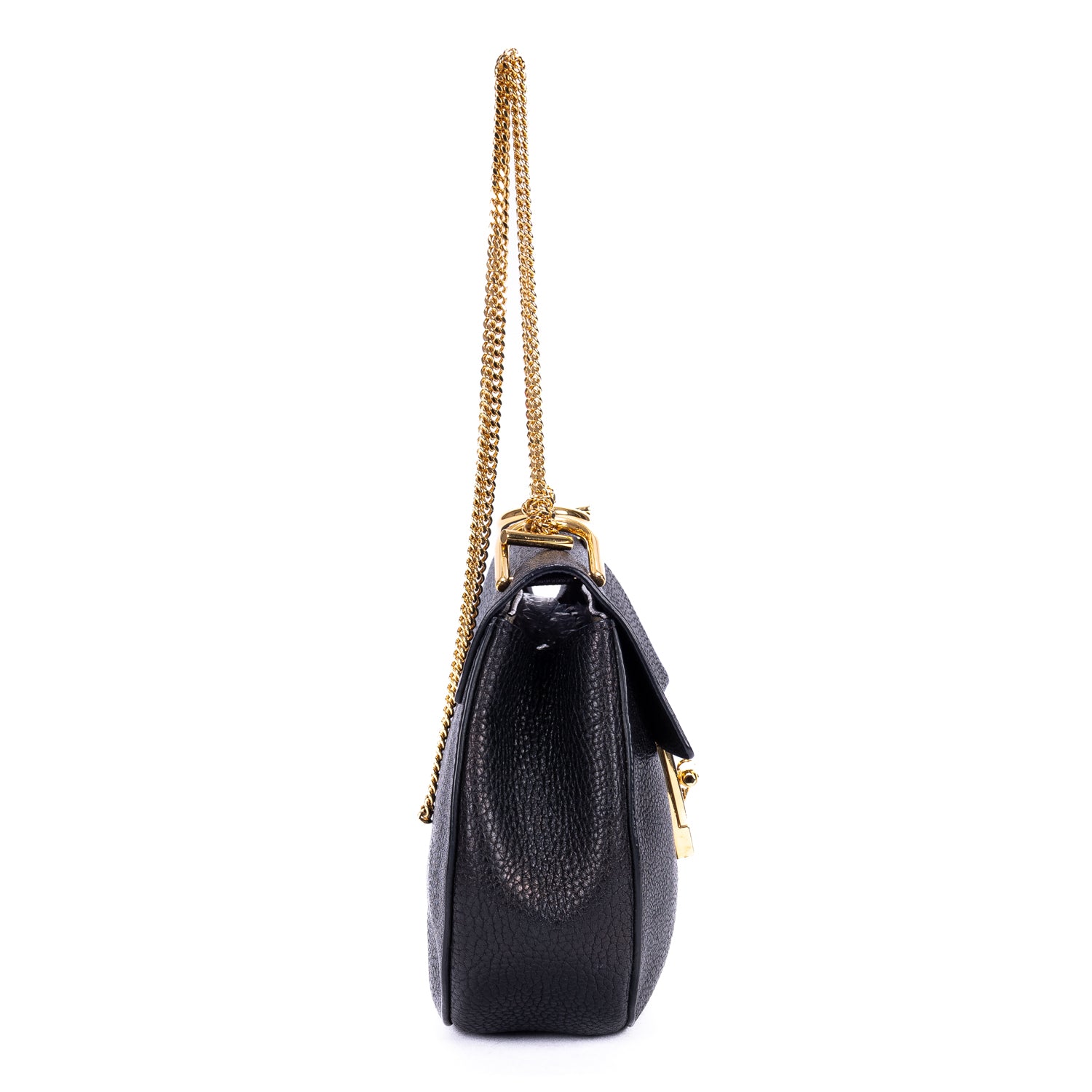 Sac bandoulière petit Drew en cuir de veau grainé noir