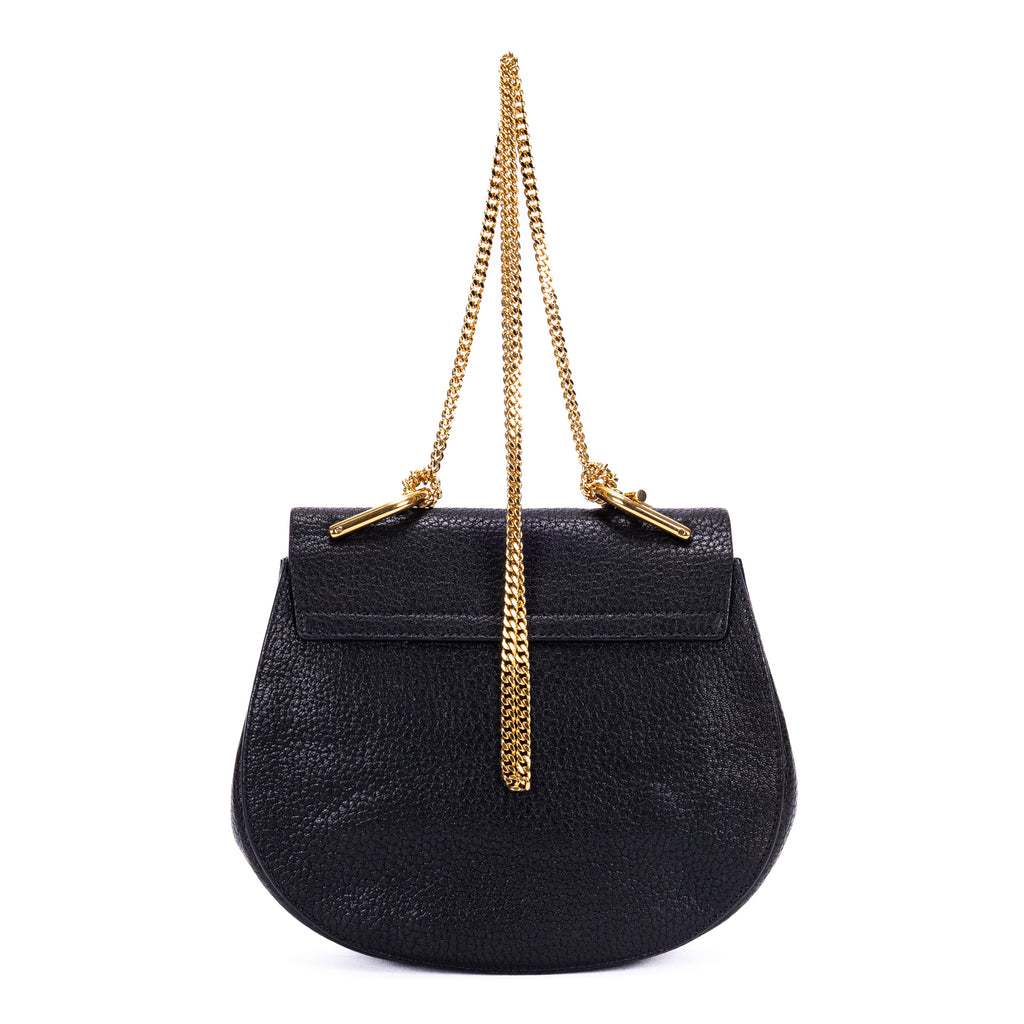 Sac bandoulière petit Drew en cuir de veau grainé noir