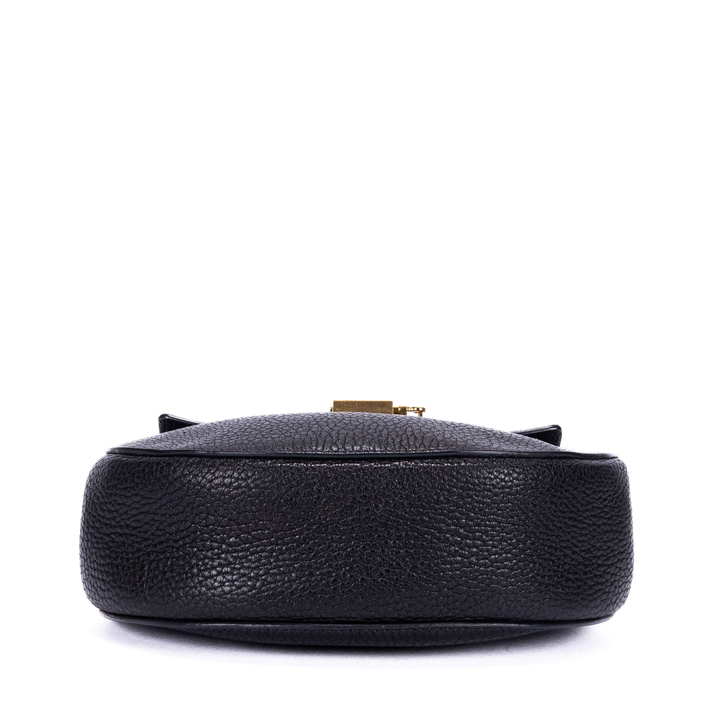 Sac bandoulière petit Drew en cuir de veau grainé noir