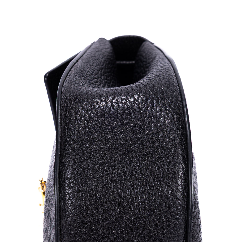 Sac bandoulière petit Drew en cuir de veau grainé noir