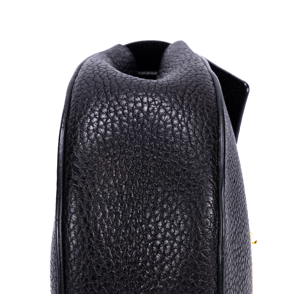 Sac bandoulière petit Drew en cuir de veau grainé noir
