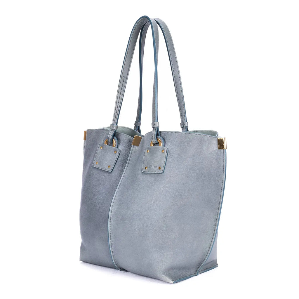 Sac porté épaule Victoria Tote Cuir de veau bleu