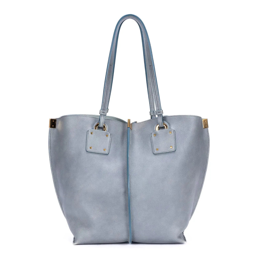 Sac porté épaule Victoria Tote Cuir de veau bleu