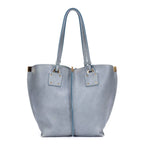 Sac porté épaule Victoria Tote Cuir de veau bleu