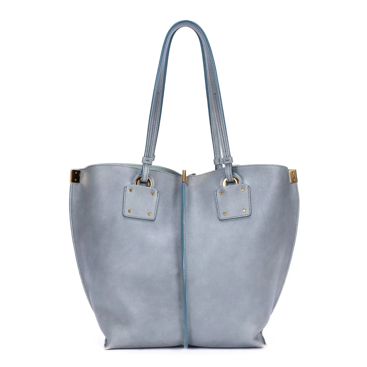 Sac porté épaule Victoria Tote Cuir de veau bleu